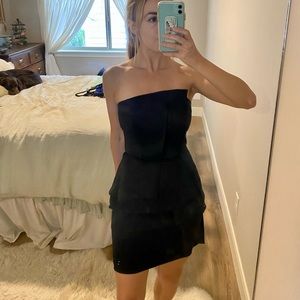 Jessica McClintock black asymmetrical cocktail dress - size 4